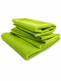 Bayetas de microfibra verdes ECOPRODETAIL para detailing y limpieza del coche, dobladas y apiladas